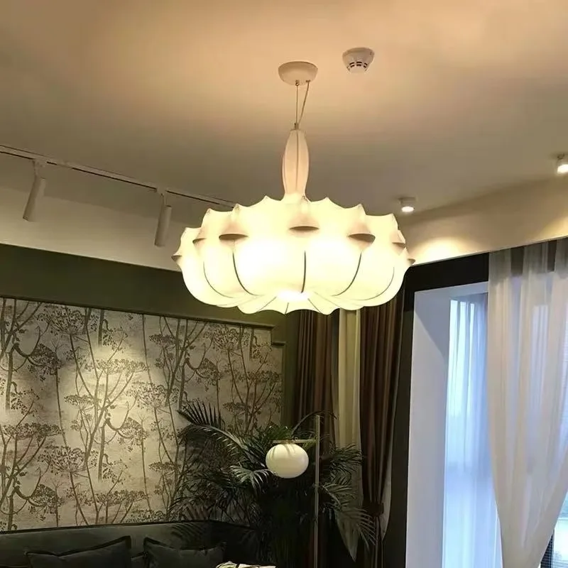 Modern Italian Style Silk LED Chandelier Luxury Silk Fabric Designer Home Decoration Chandelier Pendant Hanging Light Lamp