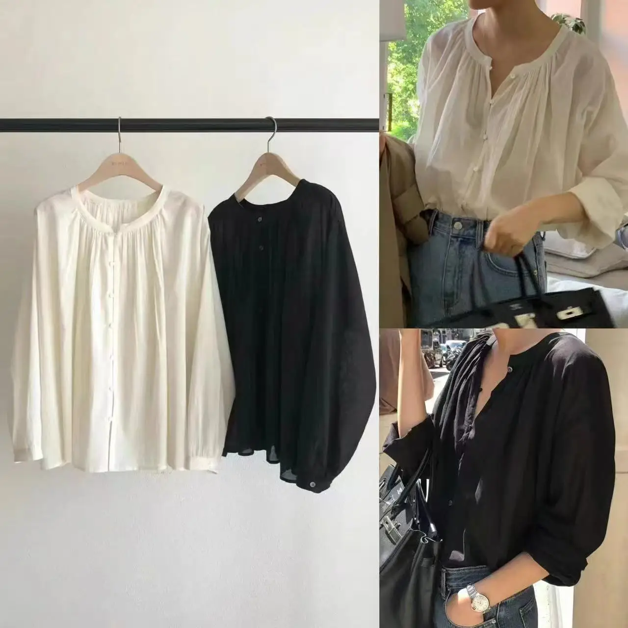 Loose Fit rotondo Ne oulder Insert irt Pure Color Lazy Sle Casual Primavera Nuovo arrivo Top in cotone di qualità premium da donna