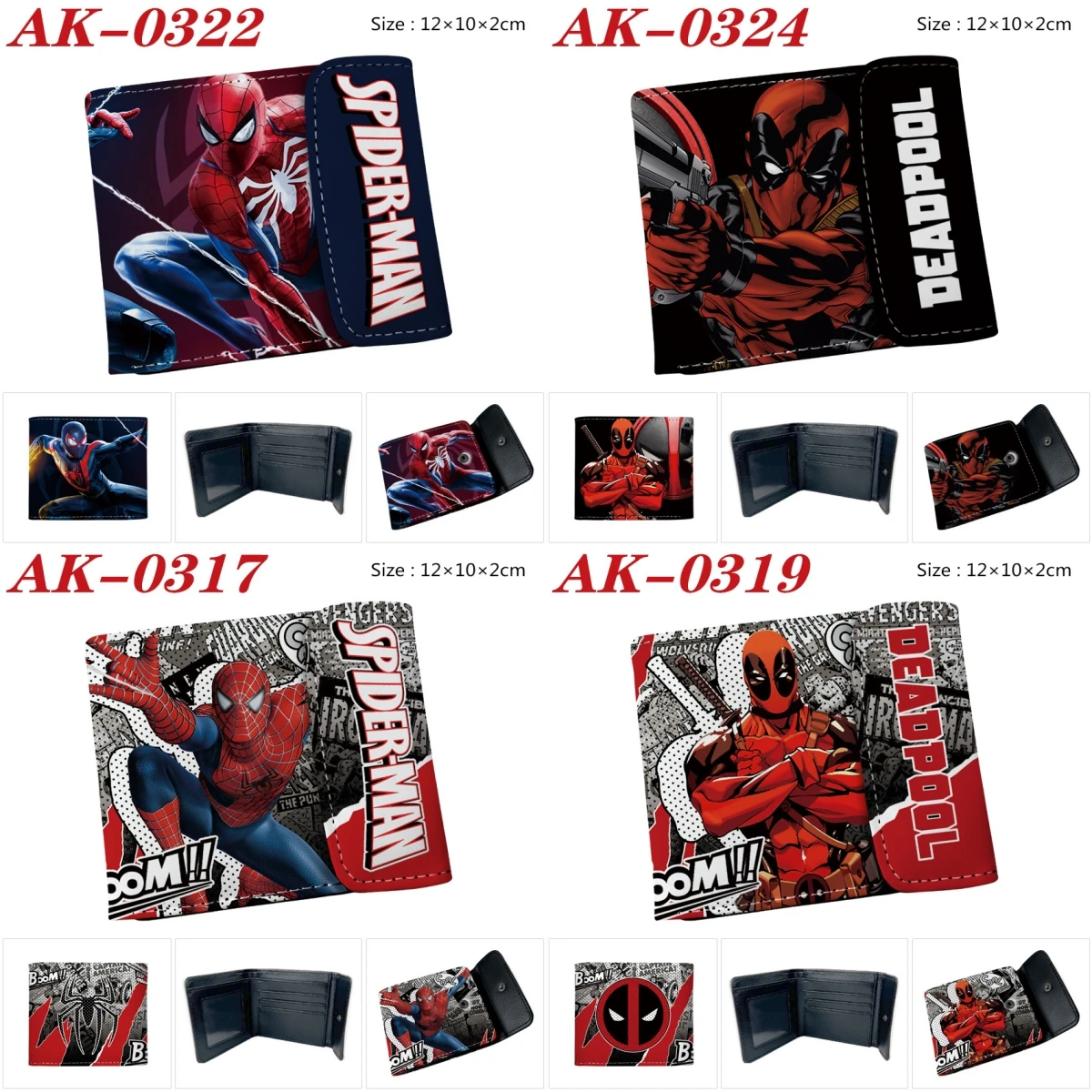 Spiderman Perimeter Full Color Button Pu Leather Short Wallets Holders Purses for Men Coin Purse Mens Wallet Movie Merchandise