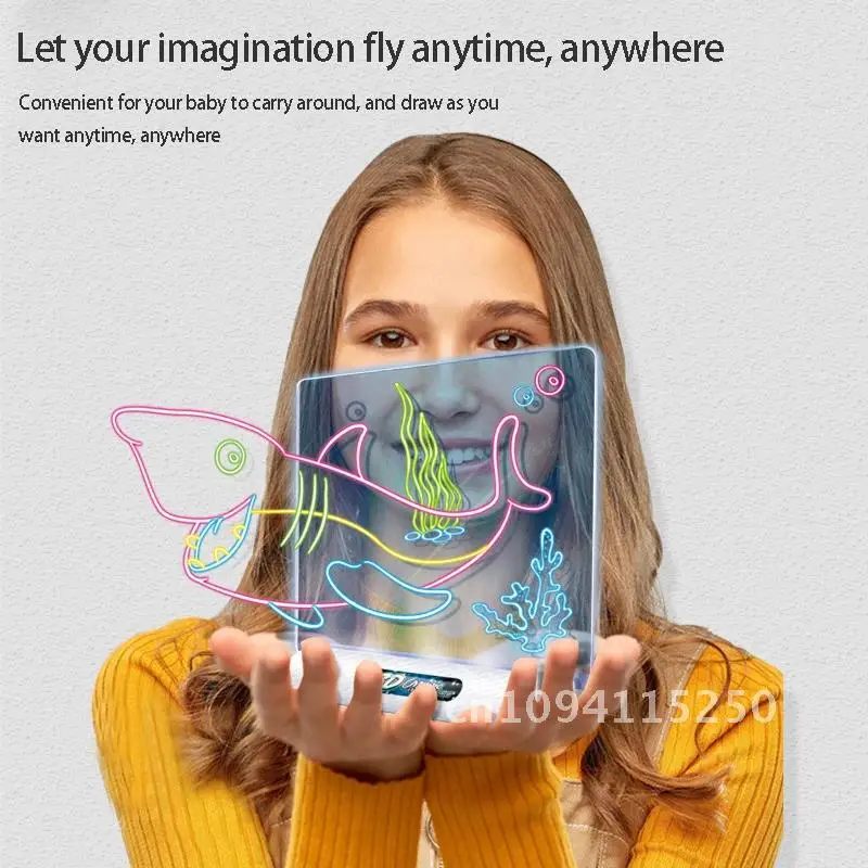 Tavolo da disegno magico 3D LED VR Montessori Giocattoli educativi Bambini che scrivono LCD fai da te Colorazione Pittura Lavagna Graffiti Tablet