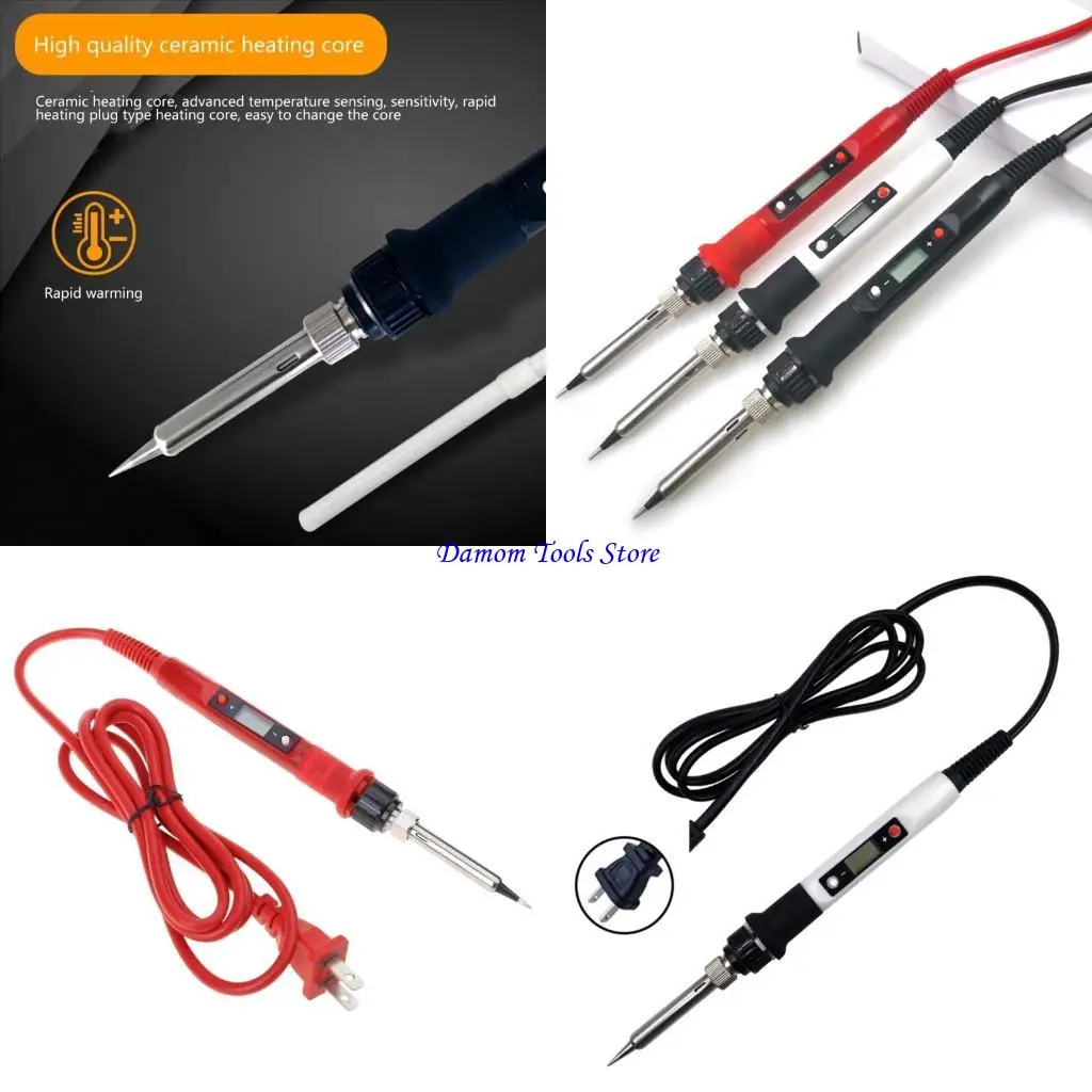 57BE 85W Adjustable Soldering Iron Temperature Control, LED Display Interchangeable Nozzles Essential for Welding Repairs