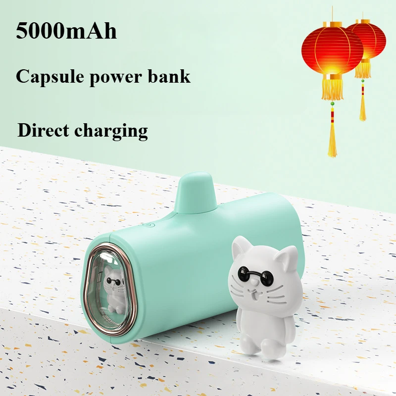 2025 New Cute Cartoon Doll Capsule Power Bank 5000mAh Portable External Battery, Charger for iPhone Xiaomi Samsung Huawei