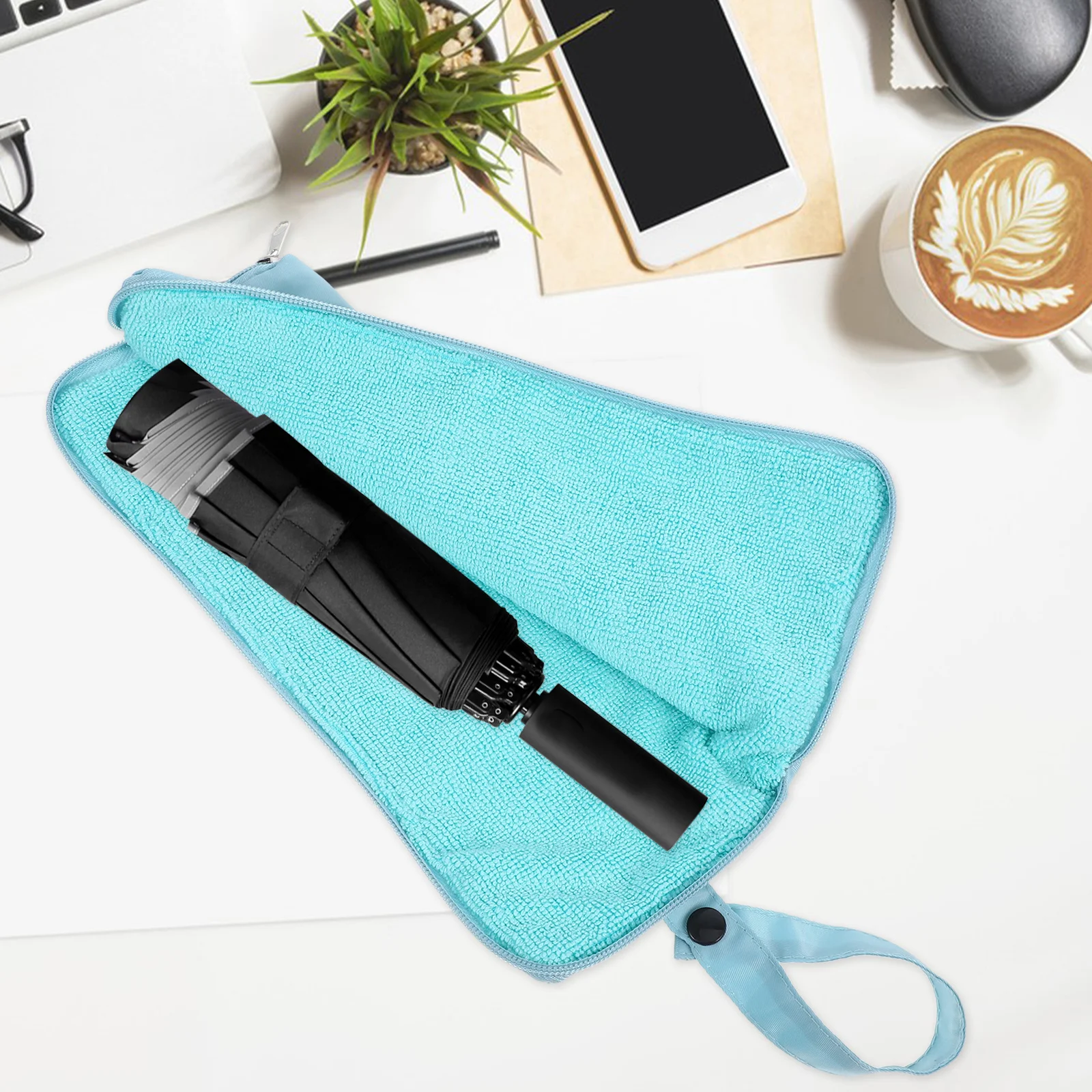 

Waterproof Umbrella Water Absorbent Towel Fabric Foldable Storage Pouch For Travel Car Wet Umbrella Bags Outdoor Use Blue
