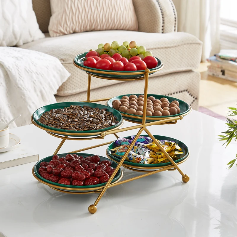 

2024 new fruit plate household living room high-end atmosphere light luxury exquisite dried fruit candy snacks multi-layer displ