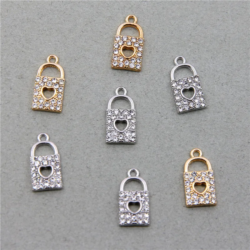 50 قطعة 17*8 مللي متر قفل مطعمة الراين الزينة لامعة اللؤلؤ الماس الكريستال سبيكة قلادة مجوهرات الرقبة الأساور