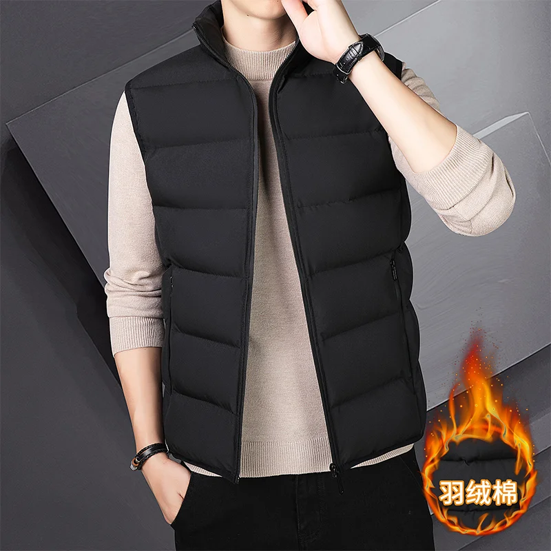 Men Stand Padded Vest Zip Up Sleeveless Warm Winter Casual Quilted Gilet Outerwear With Zipper Pockets