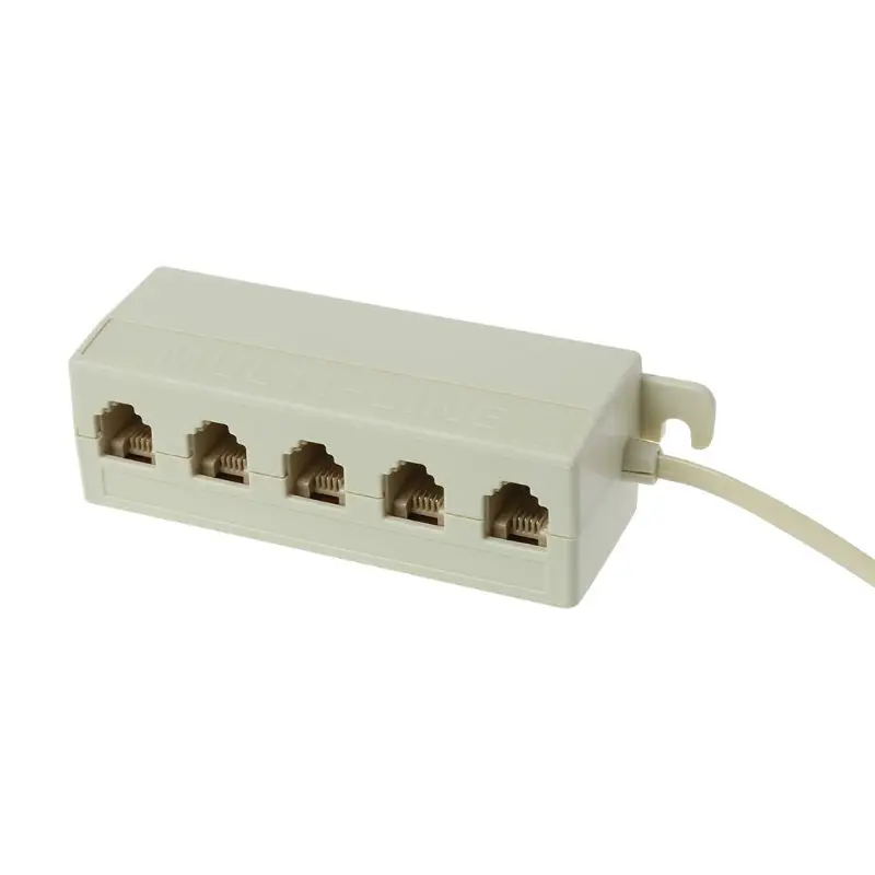 Venda Quente Adaptador divisor modular de linha telefônica de 5 vias rj11 6p4c para 6p4c bege