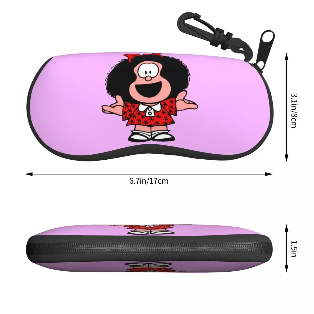 Custom Funny Mafaldas Quino Comics Argentina Cartoon Eyeglass Glasses Case Women Men Soft Sunglasses Protective Box