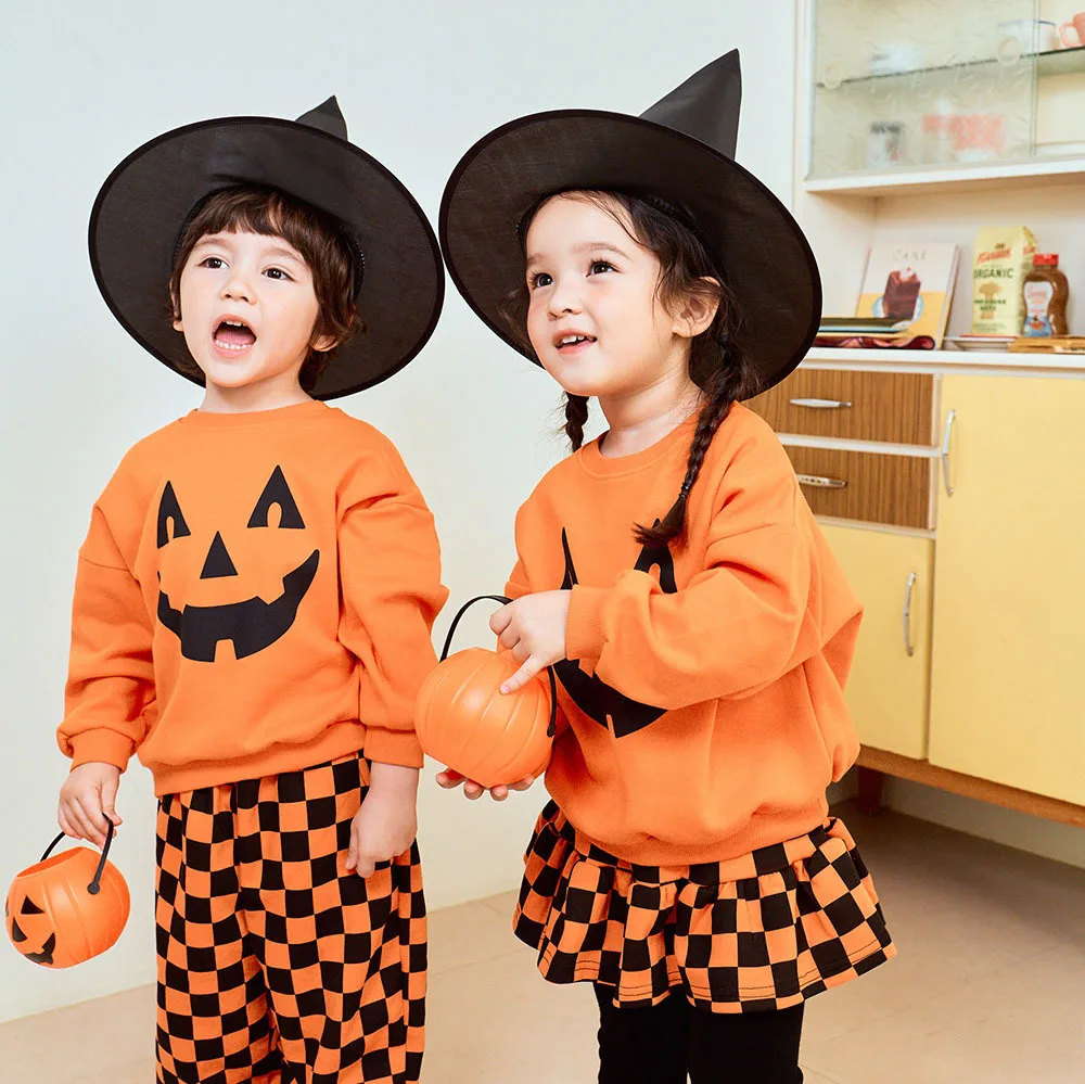 Jungen Mädchen Halloween Kürbis-Outfit Feiertagsparty Kinder Langarm Weiches Bequemes Set Atmungsaktives Kinder-Freizeit-Outfit Niedliches Zweiteiler-Set für Babys – Detail 19