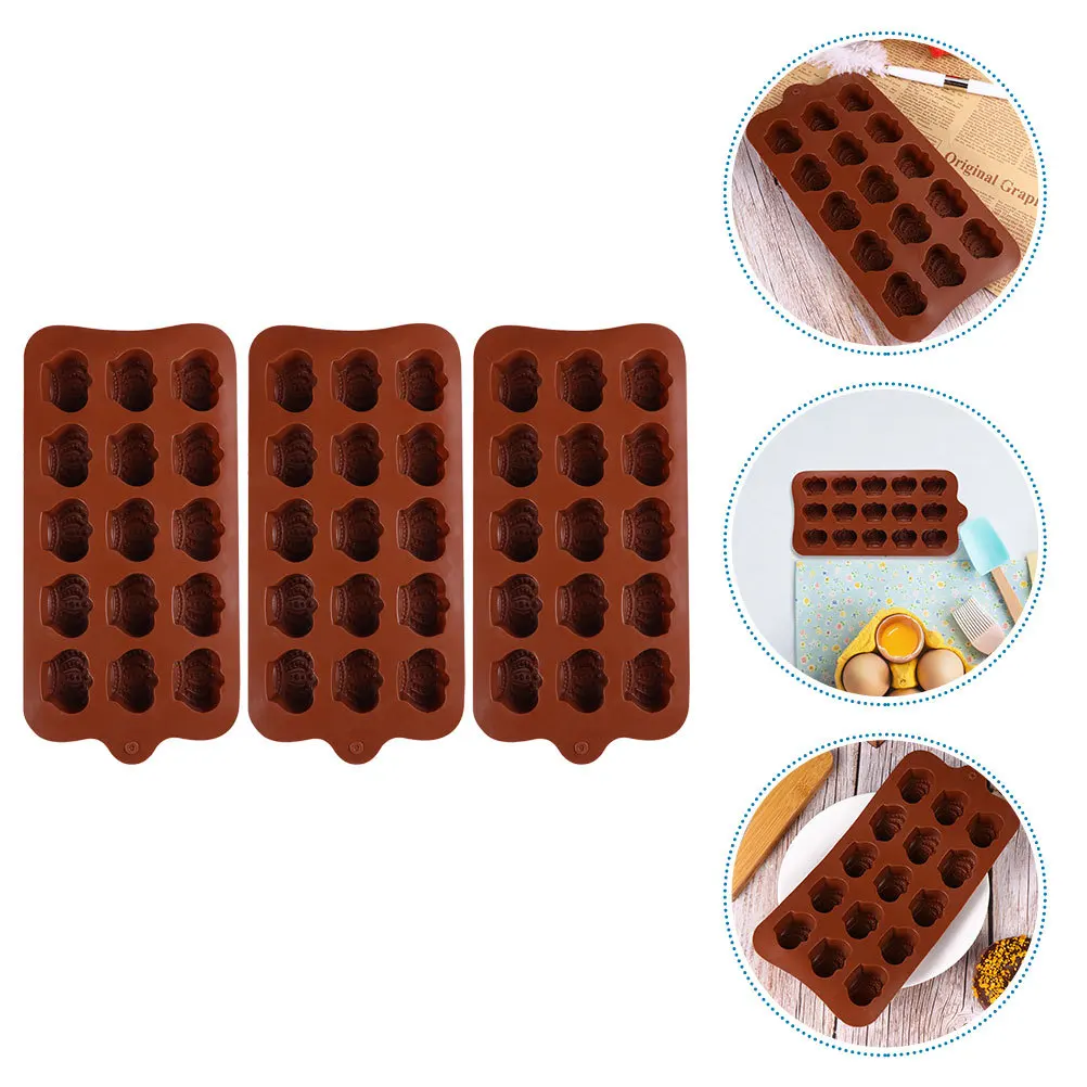 Stampi per caramelle al cioccolato da 3 pezzi Stampo da forno carino antiaderente in silicone per biscotti, torte, stampi per zucchero, forniture per la cottura