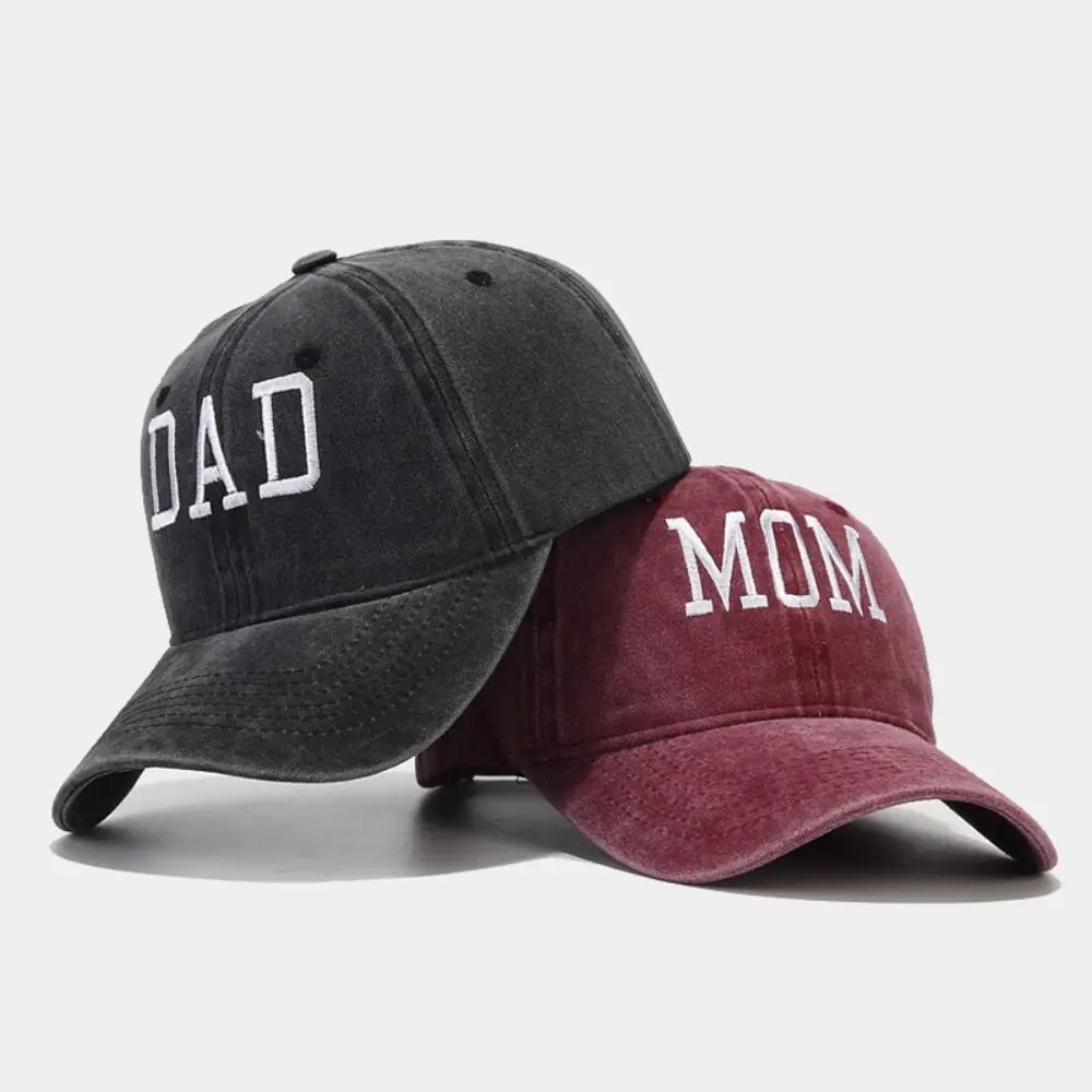 Adjustable DAD MOM Embroidery Baseball Caps Outdoor Sports Hiphop Vintage Distressed Faded Cap Visors Sunscreen Hats