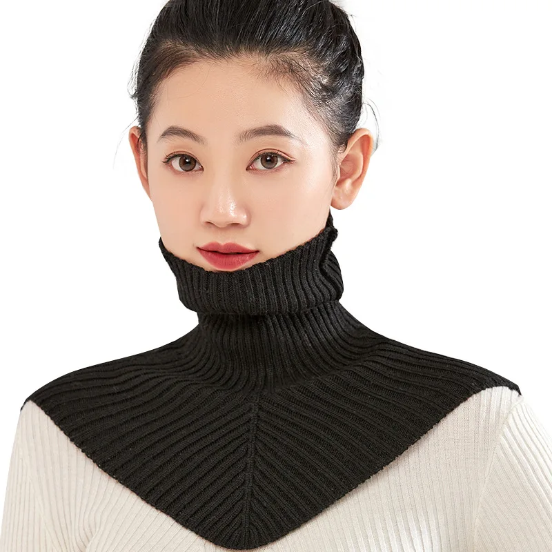 

Новый универсальный вязаный шарф с высоким лацканом, накладной воротник, защита шеи, шейные зимние теплые декоративные шарфы