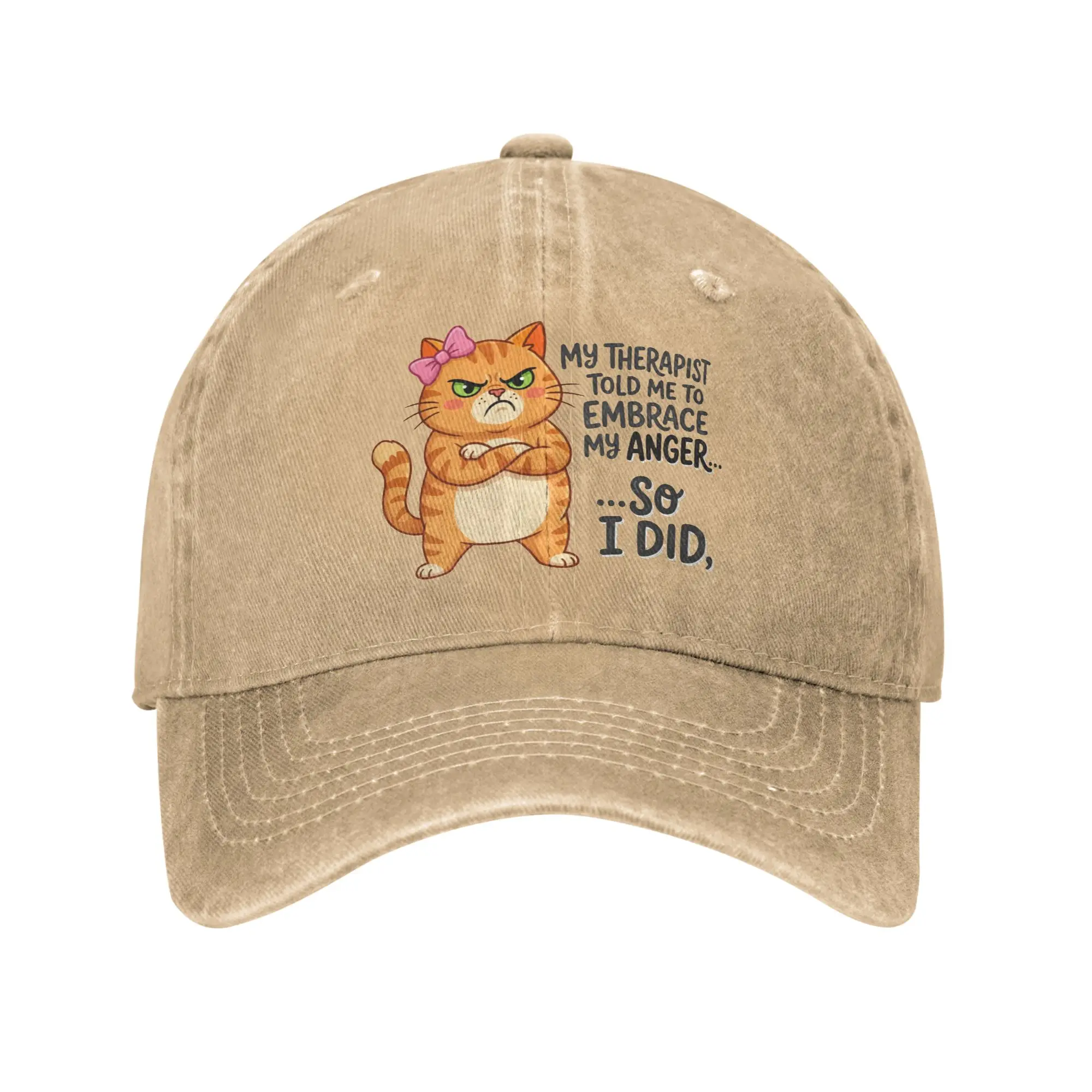 My Therapist Told Me To Embrace My Angry Orange Tabby Cat Quote Baseball Cap Men Hats Women Visor Protection Snapback  Caps