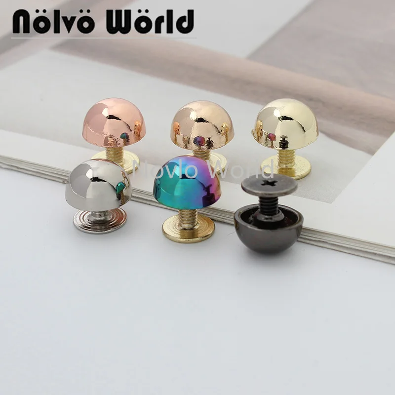 Nolvo World 5-20-100pcs colorful bag rivet rainbow color mushroom nail for garment bag accessories wholesale price