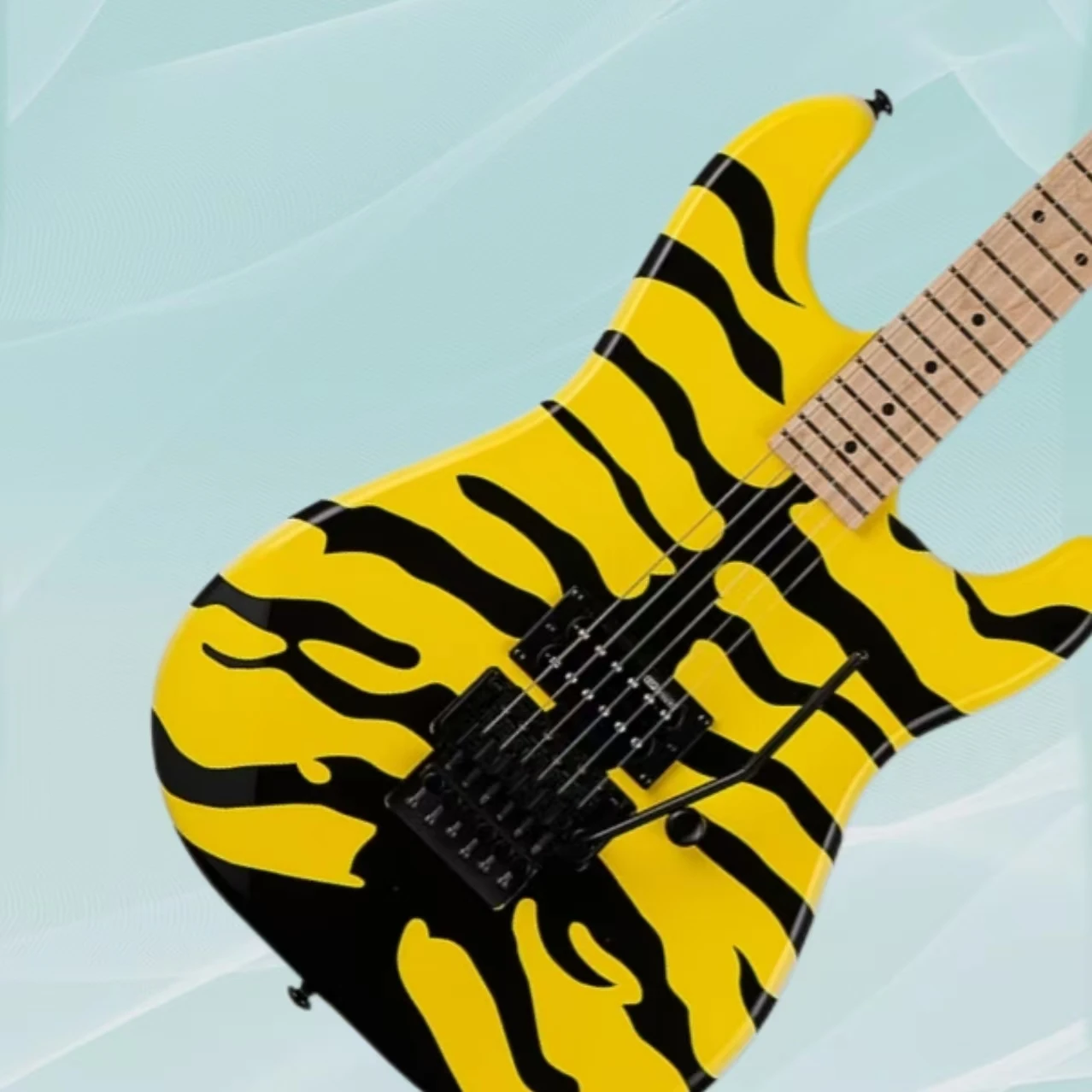 

Classic 6-string electric guitar yellow with tiger stripes