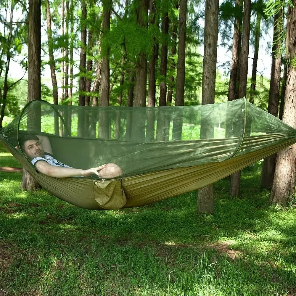 Outdoor Camping Hammocks Sleeping Camping Hammock Automatic Quick Opening Net Hammock With Mosquito Mesh Single Double 250x120cm