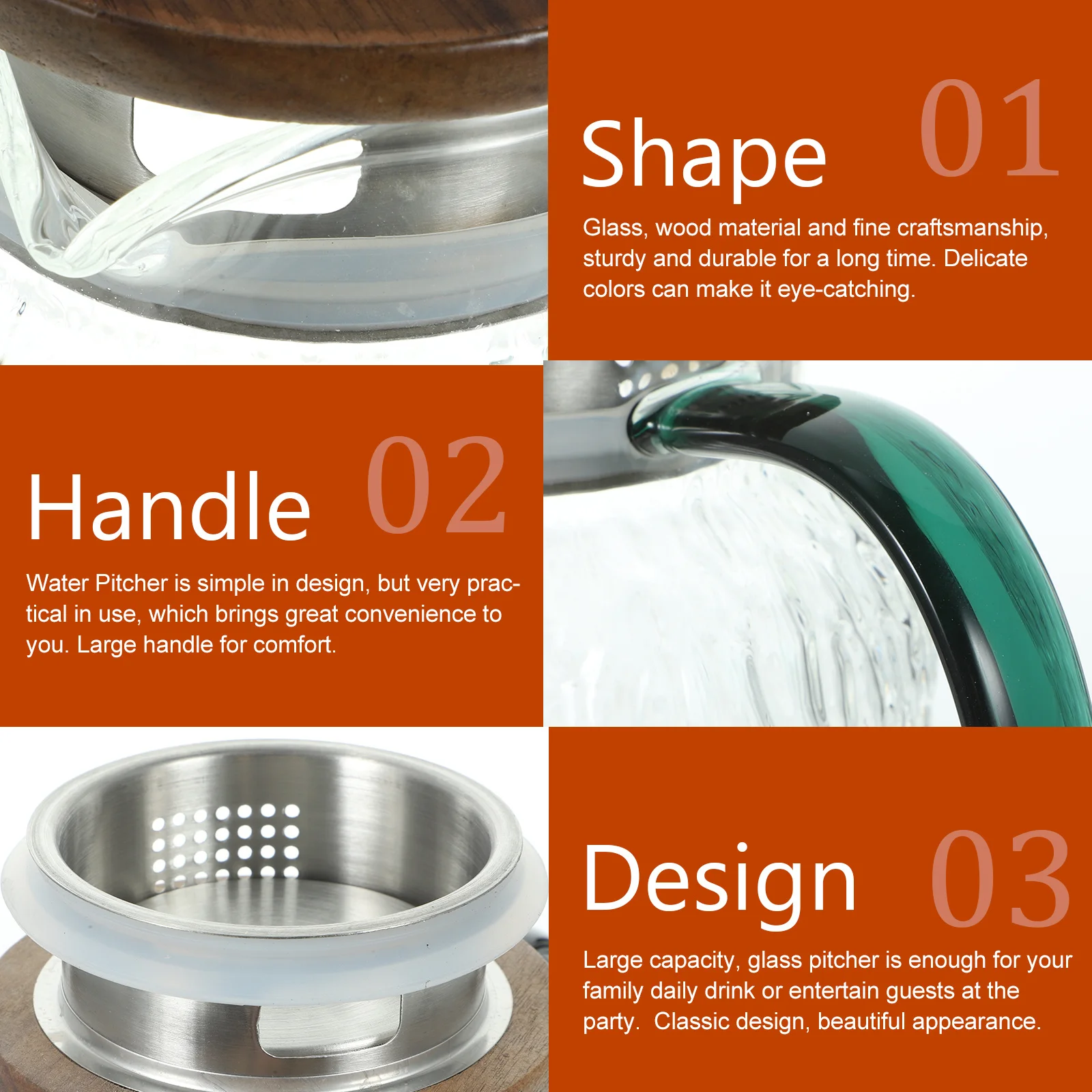 

Стеклянный кувшин для воды большой емкости с деревянной крышкой, контейнер для напитков, горячие холодные напитки, чай, кофе, молоко, подходит для ресторана