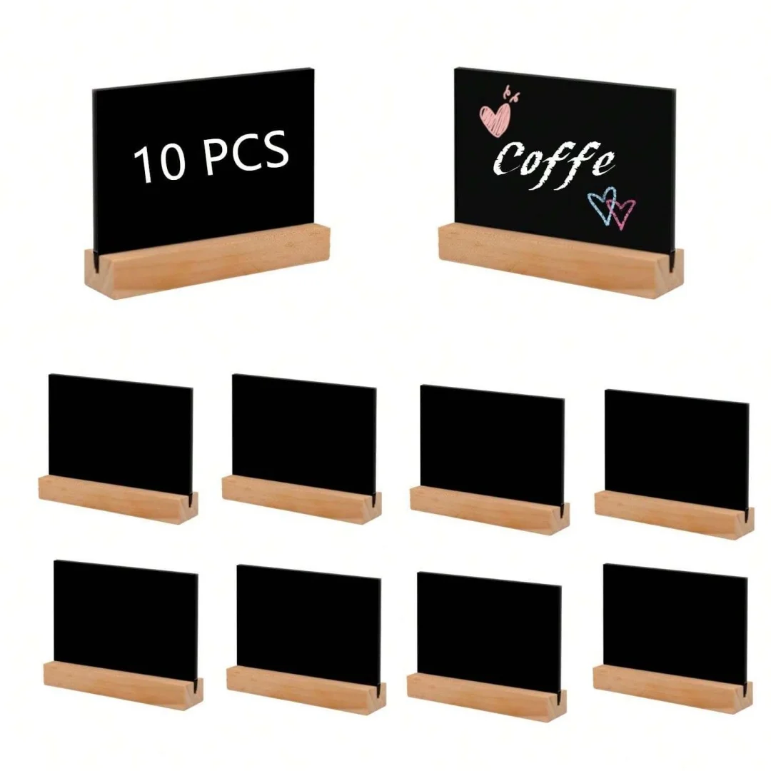 Mini pizarras de madera de doble cara con Base de madera para tienda, Bar, tablero de escritura de café para fiestas y bodas, 5/10 Uds.