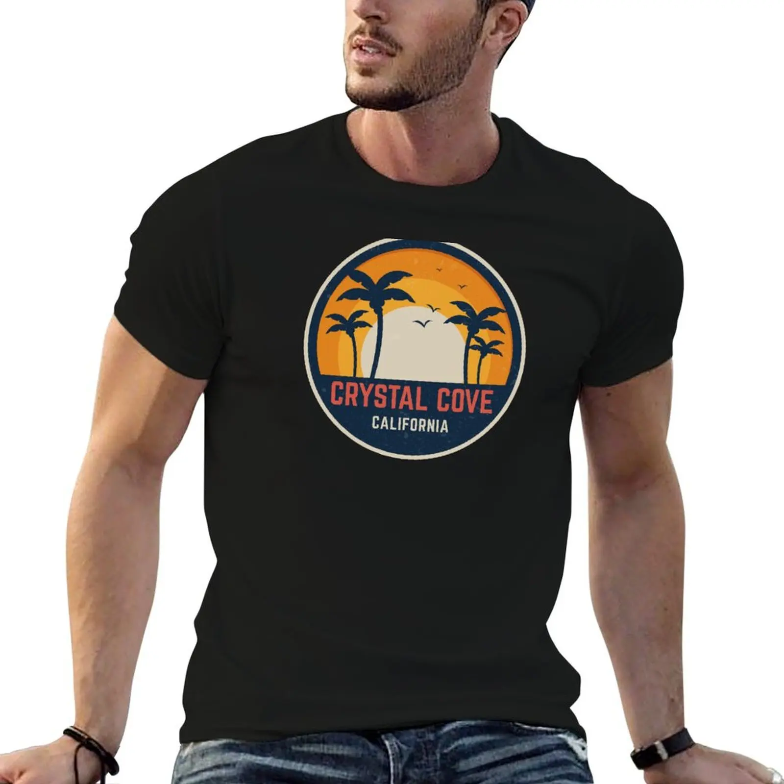 Camiseta Crystal Cove California, camisetas de diseñador para hombre, camiseta de algodón pesado para hombre, camiseta de diseñador