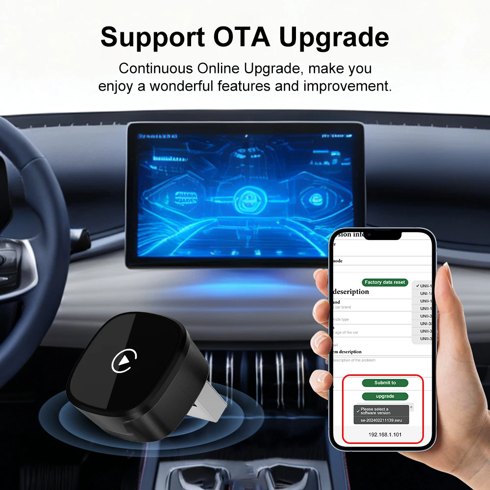 CAR PLAY CarPlay/Android Auto Adapter Plug and Play for VW Toyota Nissan Ford Benz Wired To Wireless for OEM Wired Cars