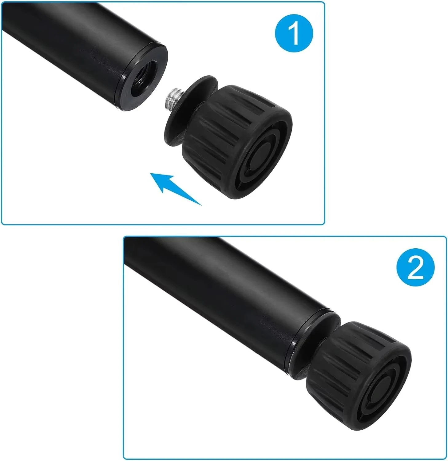 2 pies de trípode de goma universales de 3/8 ", paquete de 2 piezas de repuesto de trípode antideslizante, rotación de 360 grados para trípodes de cámara monopié