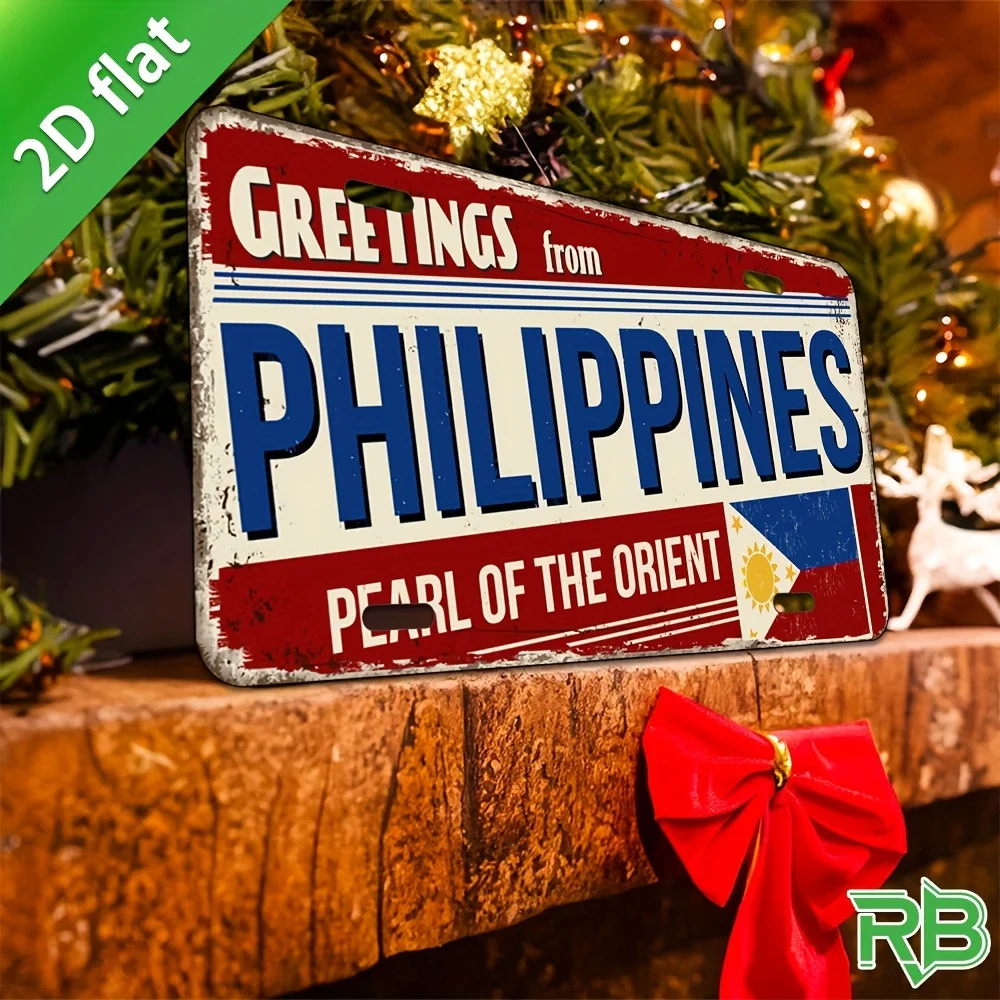 ,  Aluminum Metal Sign with UV Printing -   Filipino-Inspired Wall Art, Philippine Flag Colors & 