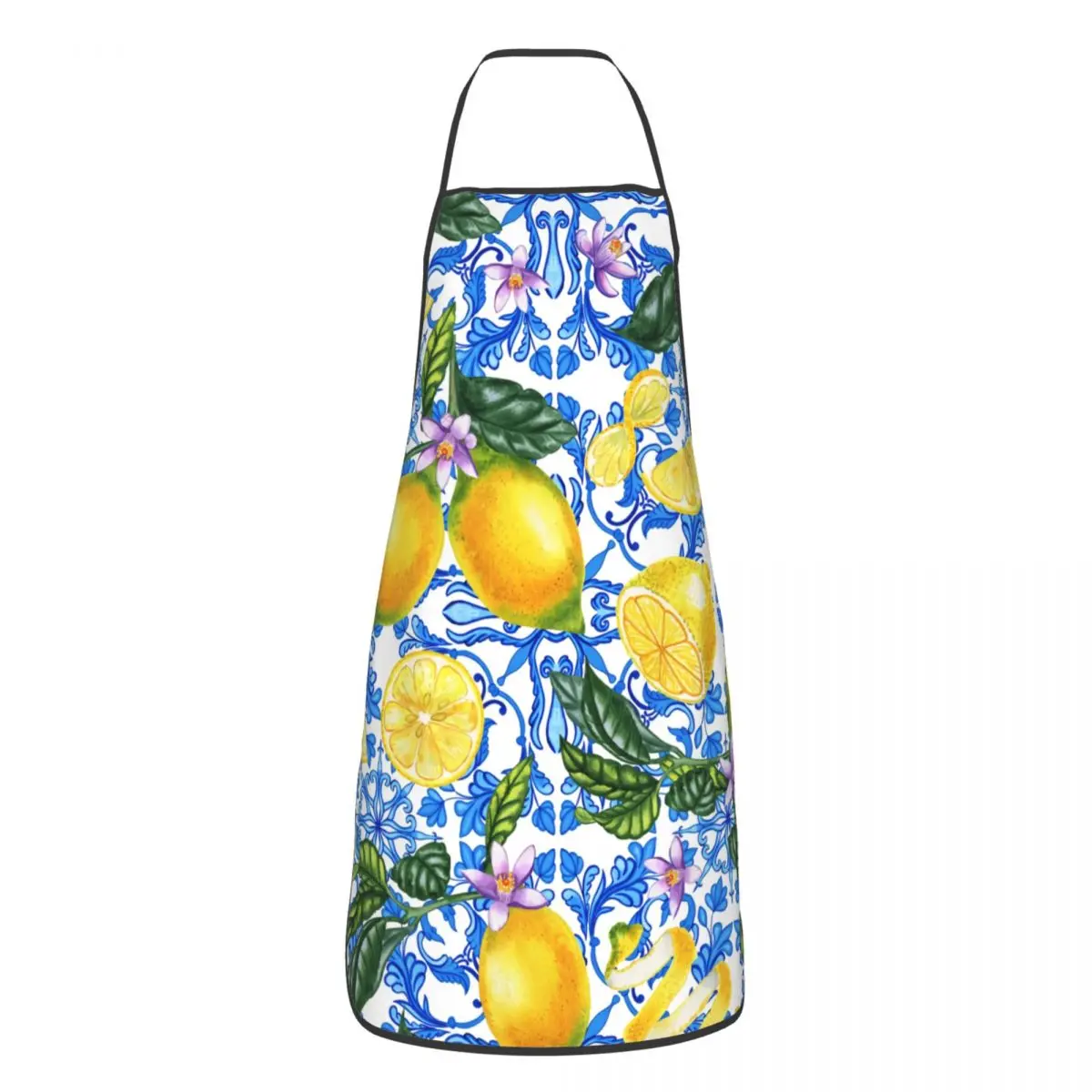 Custom Sicilian Tiles Summer Fruit Oranges Lemons Apron Women Men Unisex Bib Kitchen Cooking Tablier Cuisine Chef Painting