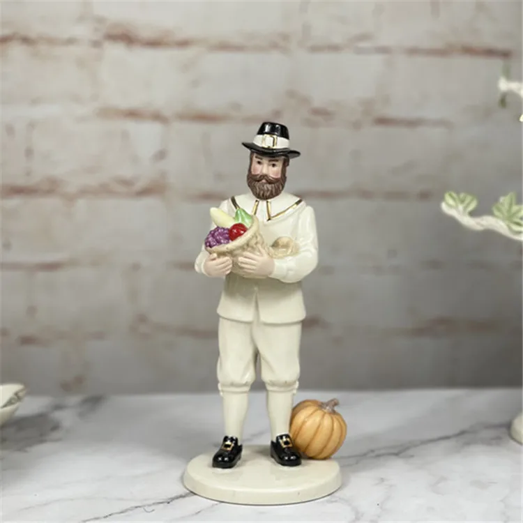 

Lenox Hand-painted Gold Tracing Ceramic Doll Mr. Pumpkin Figurine Porcelain Sculpture Ornament Home Room Decoration Gifts