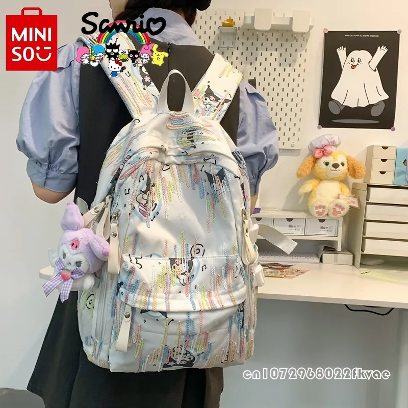 Новинка 2024, школьный портфель Sanrio для учеников, Модный высококачественный дорожный рюкзак для девочек, повседневный вместительный женский рюкзак с мультипликационным рисунком