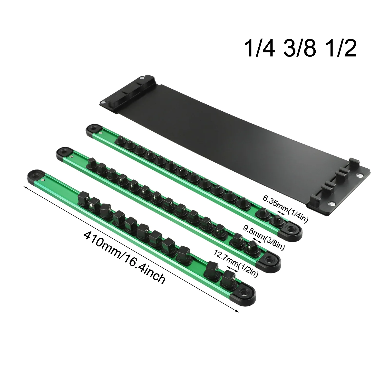 3 pz/set 360 Gradi Presa Girevole Organizzatore 1/4 pollici 3/8 pollici 1/2 pollici Presa Clip Rail Holder Presa Organizzatore ABS metallo