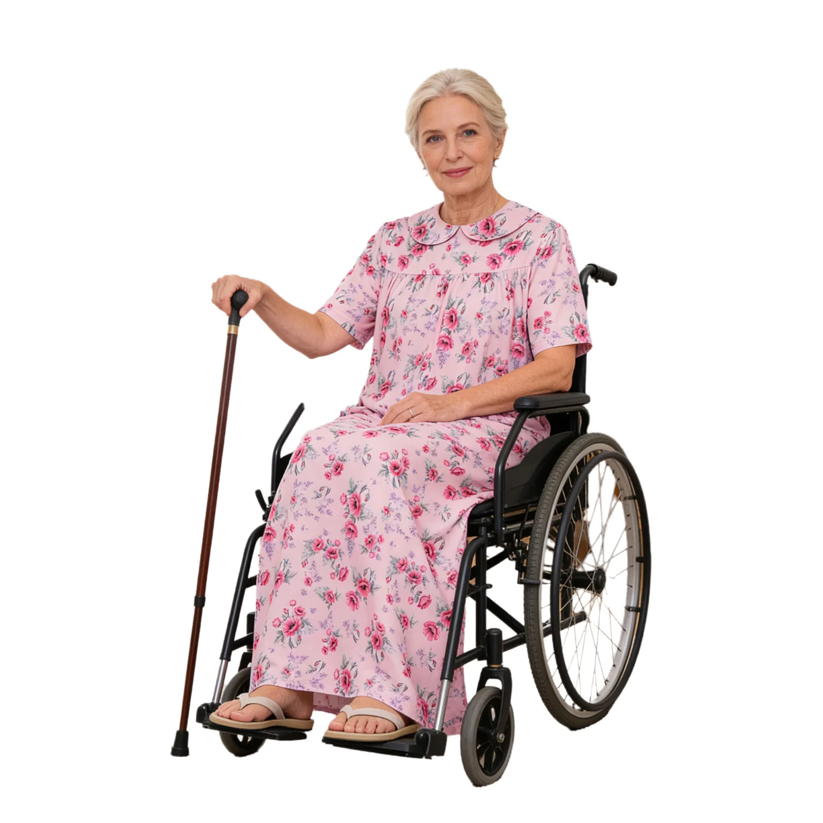 Women Elderly Alzheimer Disabilities Special Needs Clothing Back Button Anti-strip Print Loose Casual Caring Dress Loungewear