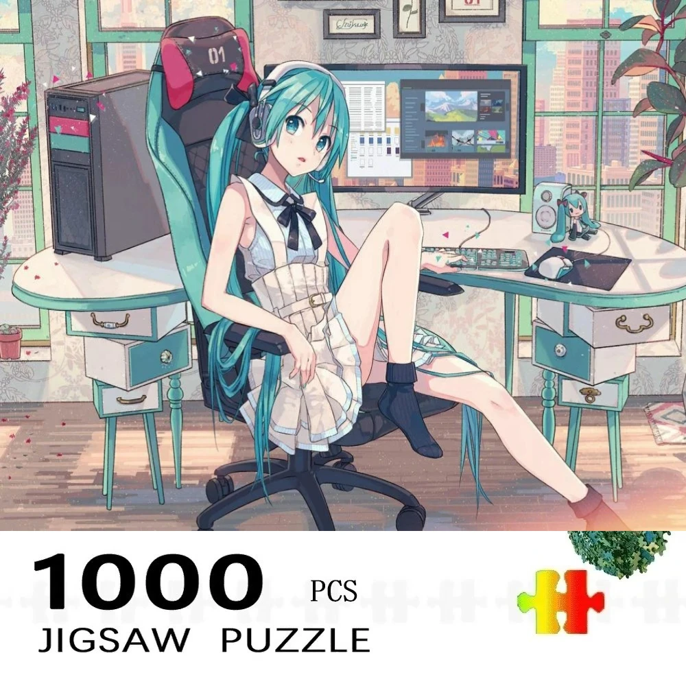 Puzzle für Erwachsene, 500/1000 Teile, Puzzle mit Miku, japanischer virtuellem Sänger, dekoratives Gemälde, Übung für das Denken des Gehirns