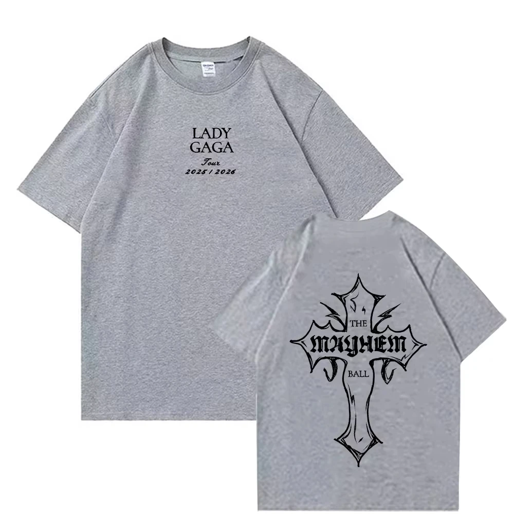 ليدي غاغا ماهيم الصليب قطع تي شيرت العصرية الجرافيك تي شيرت للرجل المرأة القطن ملابس عالية الجودة في الهواء الطلق شارع العليا القمم