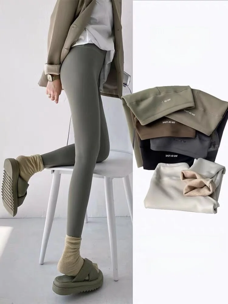 

High Waist Fce Lined Yoga Pants Women's Tight Fit Elastic ark Pants Autumn Winter New Arrival Base Layer Pants