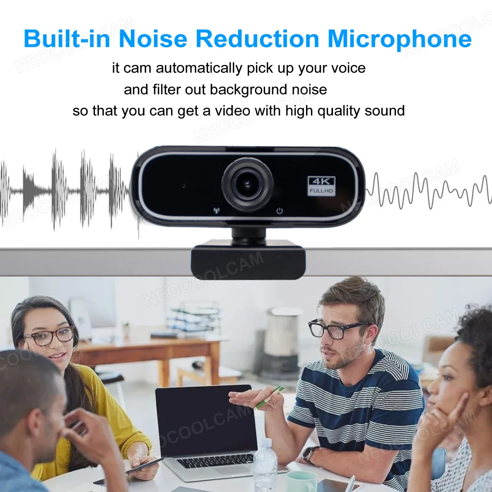 30fps 4K Webcam Manual Focus Mini USB2.0 Camera With Microphone Plug And Play For PC Computer Mac Laptop Desktop YouTube Webcam