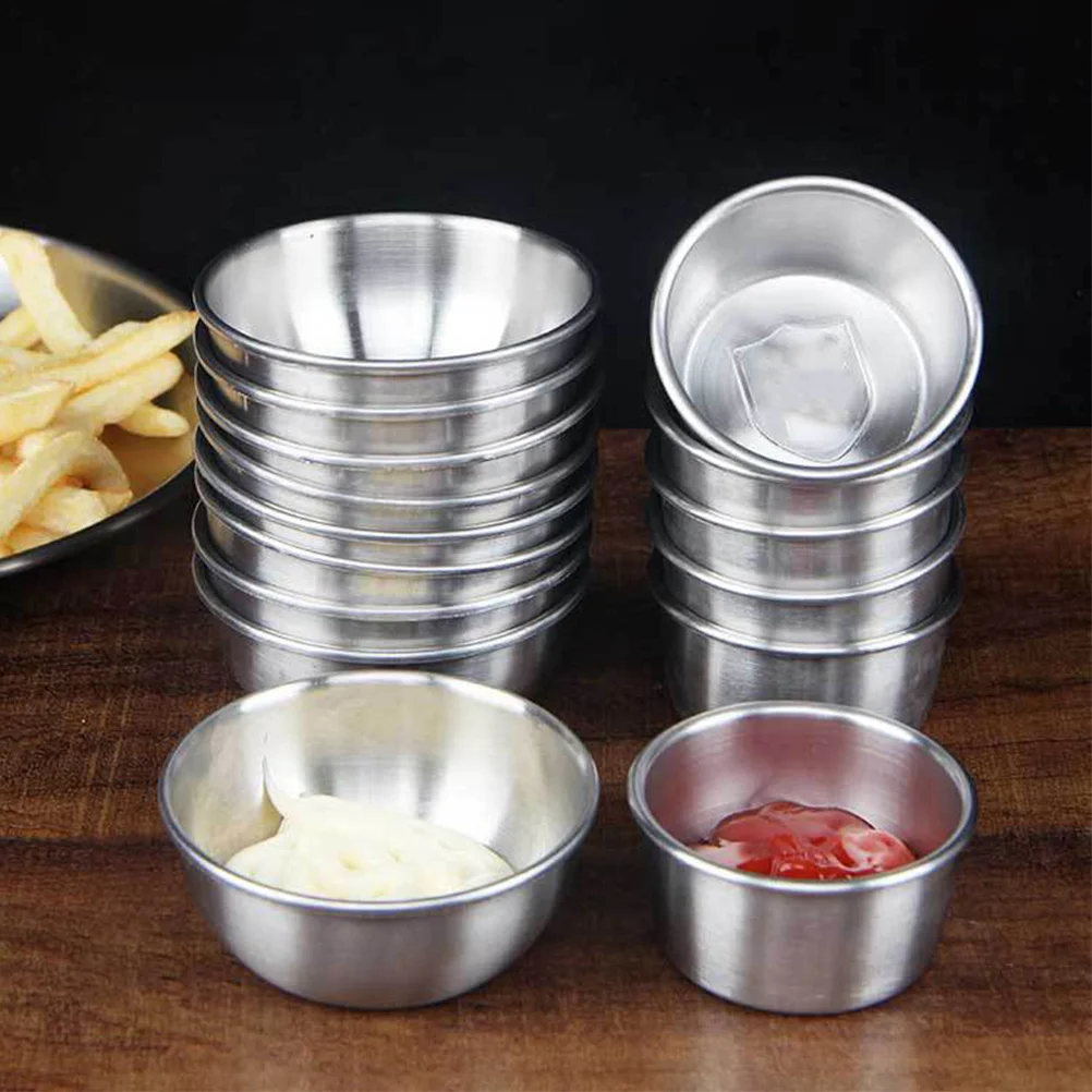 

4Pcs Stainless Steel Sauce Cups Multipurpose Condiment Containers Easy Clean for Kitchen Dipping Tomato Ketchup Dressing Storage