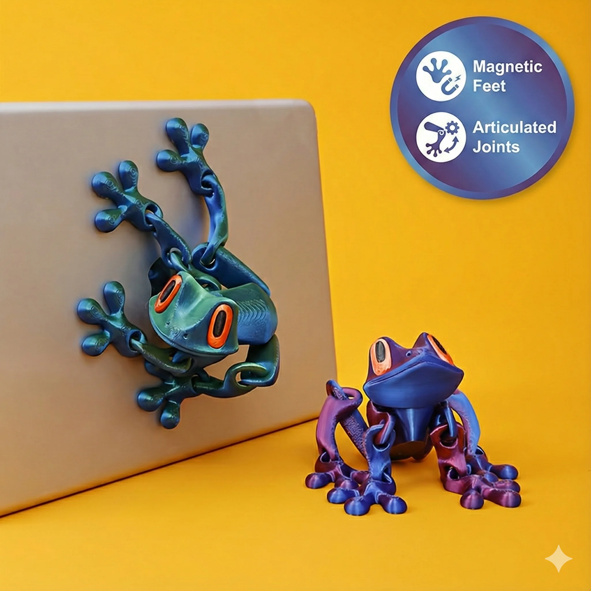 3D Printed Magnetic Articulated Frog Fidget Toy Cute Flexi Animal Model Fridge Magnet Stress Relief Sensory Gift Desktop Decor