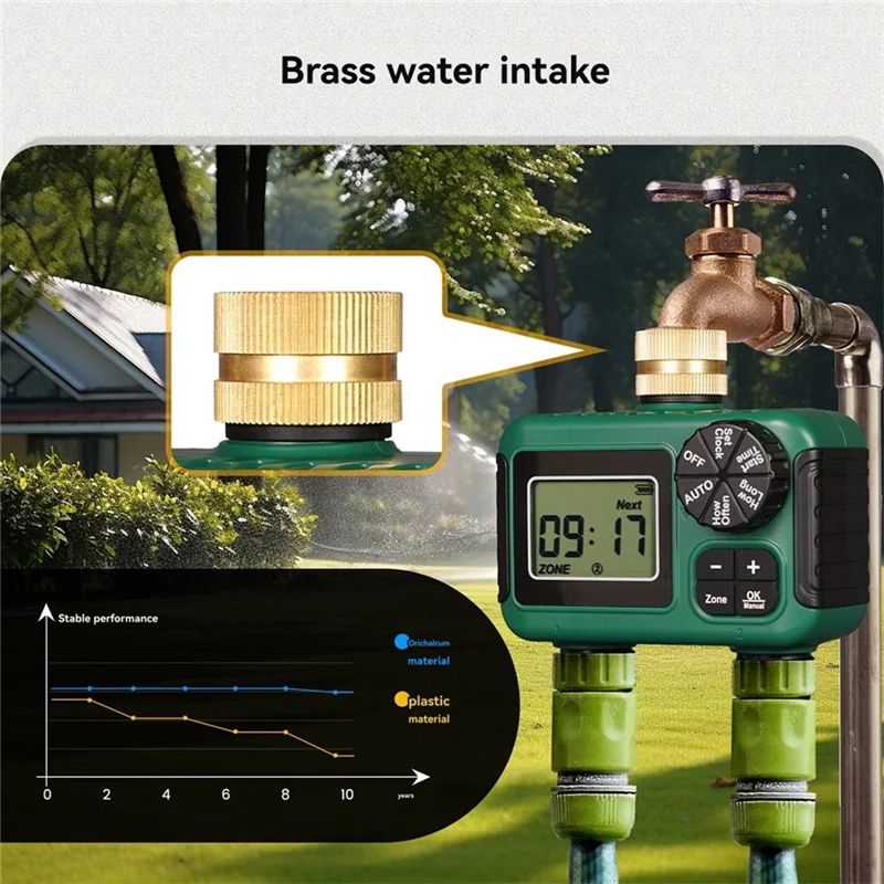 -A96Z 2 Outlet Water Timer Sprinkler Timer IP55 Waterproof Irrigation Controller With LCD Display For 2 Separate Watering Zone