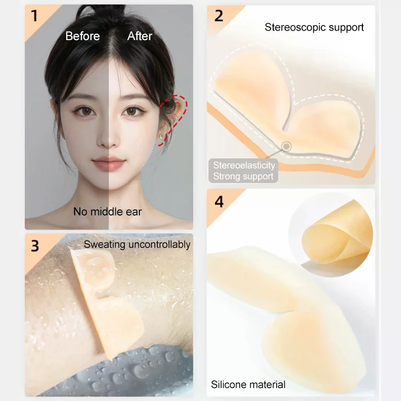

1/2/3Pairs 5D Elf Ear Support Stickers Invisible Ear Corrector Earlobe Support Patches Elf Ear Makeup V-Face Stickers Easy Use