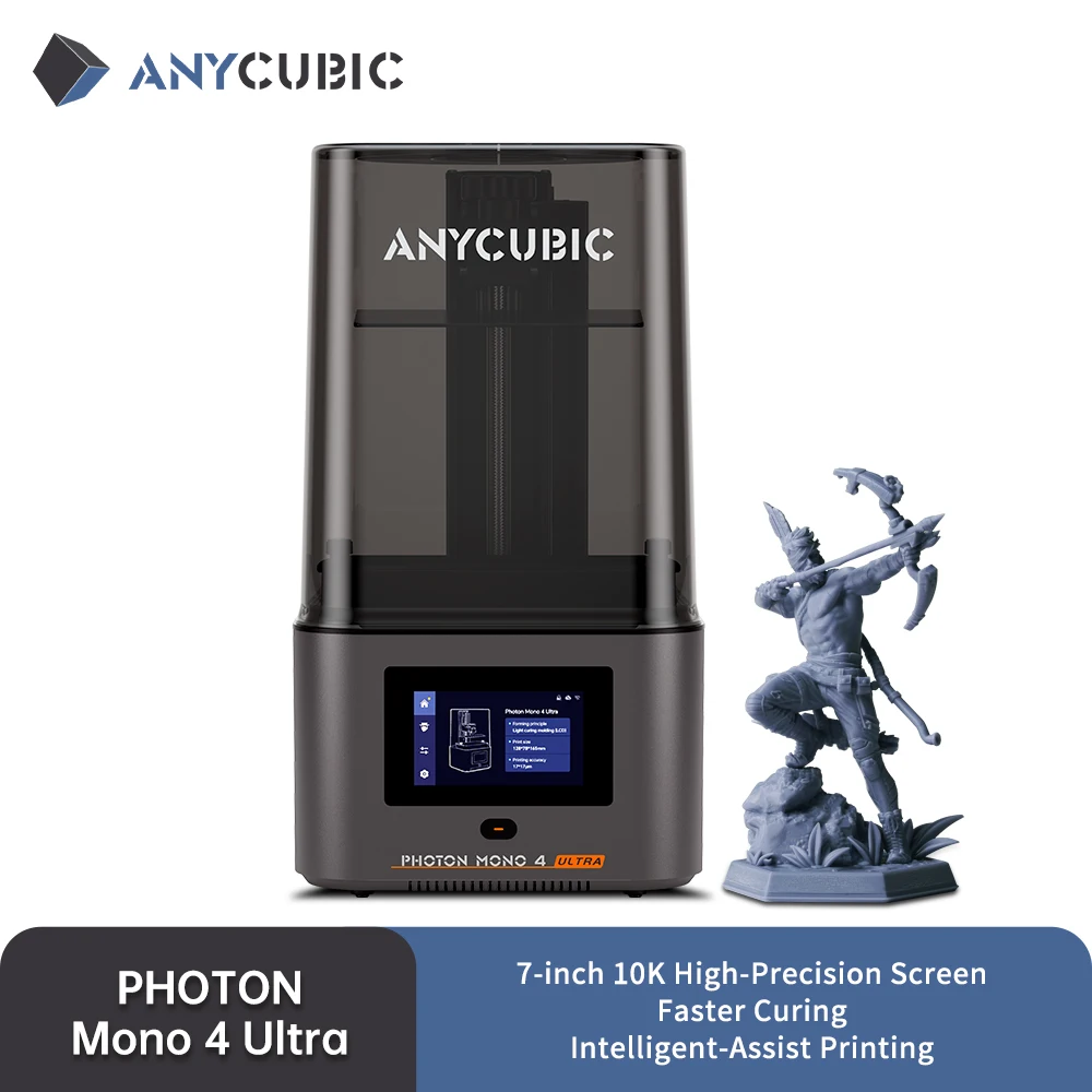 

ANYCUBIC Photon Mono 4 Ultra AE Version LCD 3D-принтер с 7-дюймовым экраном, высокоточная 3D-печать 10K, объем печати 2,2 л (236x231x430 мм)