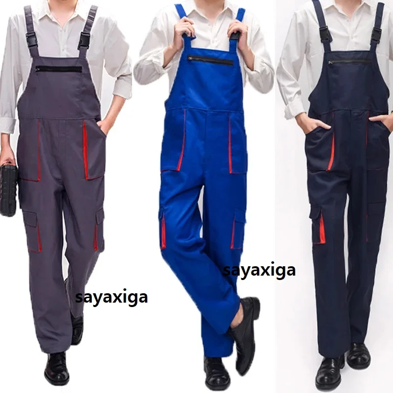 

New Men's Long-Sleeved Bib Overalls Zipper Pocket Jumpsuit Rompers Fashion Labor Casual Work Clothes Plus Size Work Dungarees4xl