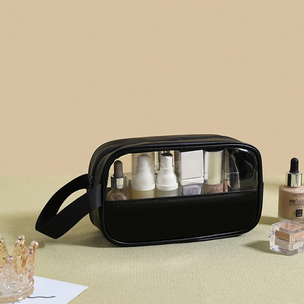 Anpassbare Name Neue TPU Transparent Make-Up Kulturbeutel frauen Große Kapazität Wasserdichte Handheld PU Lagerung Tasche PVC Make-Up Tasche – Detail 11