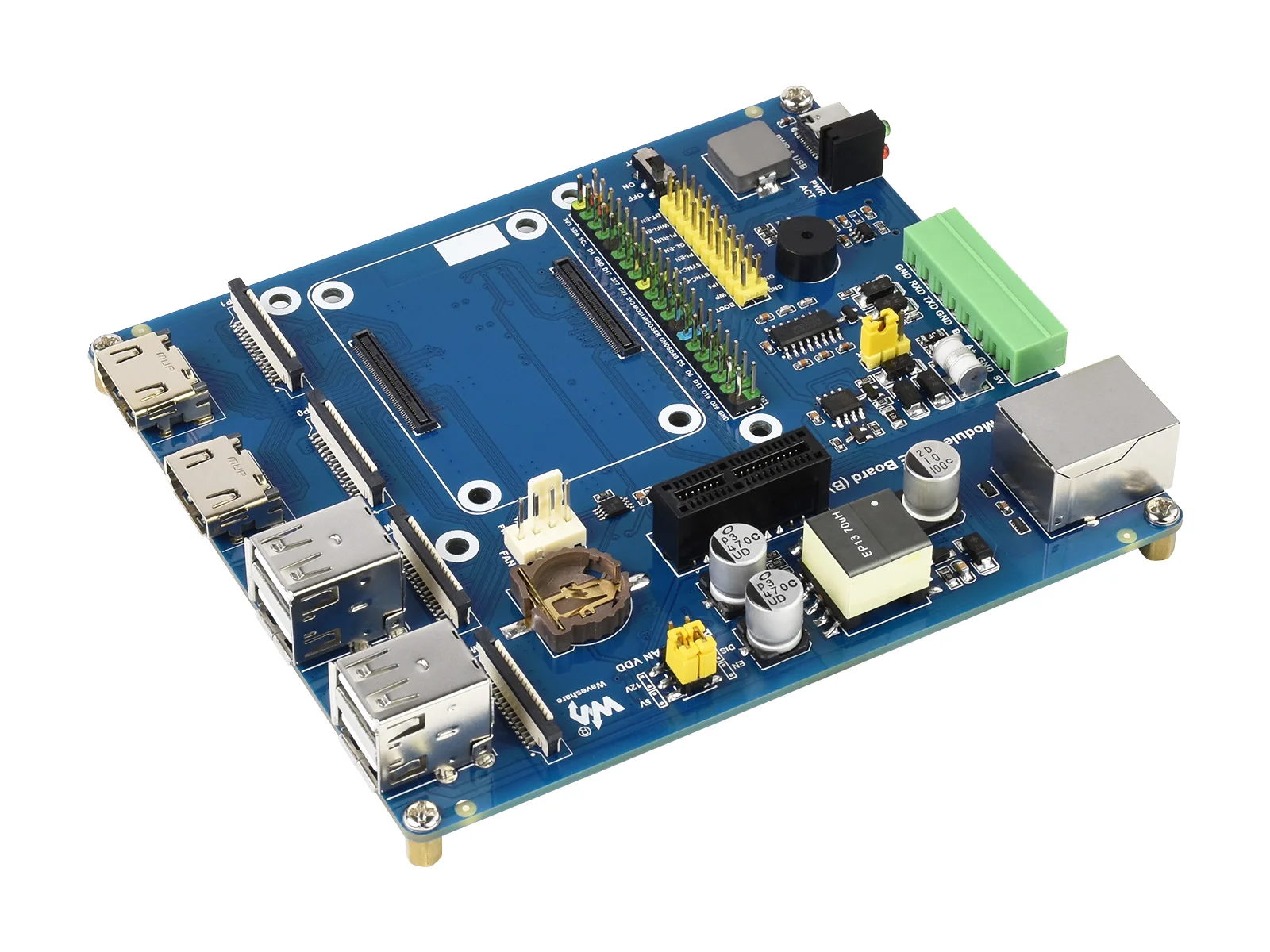 وحدة حساب Raspberry Pi 4 لوحة IO مع ميزة PoE (النوع B)، لجميع وحدات الحساب 4 الاختلافات