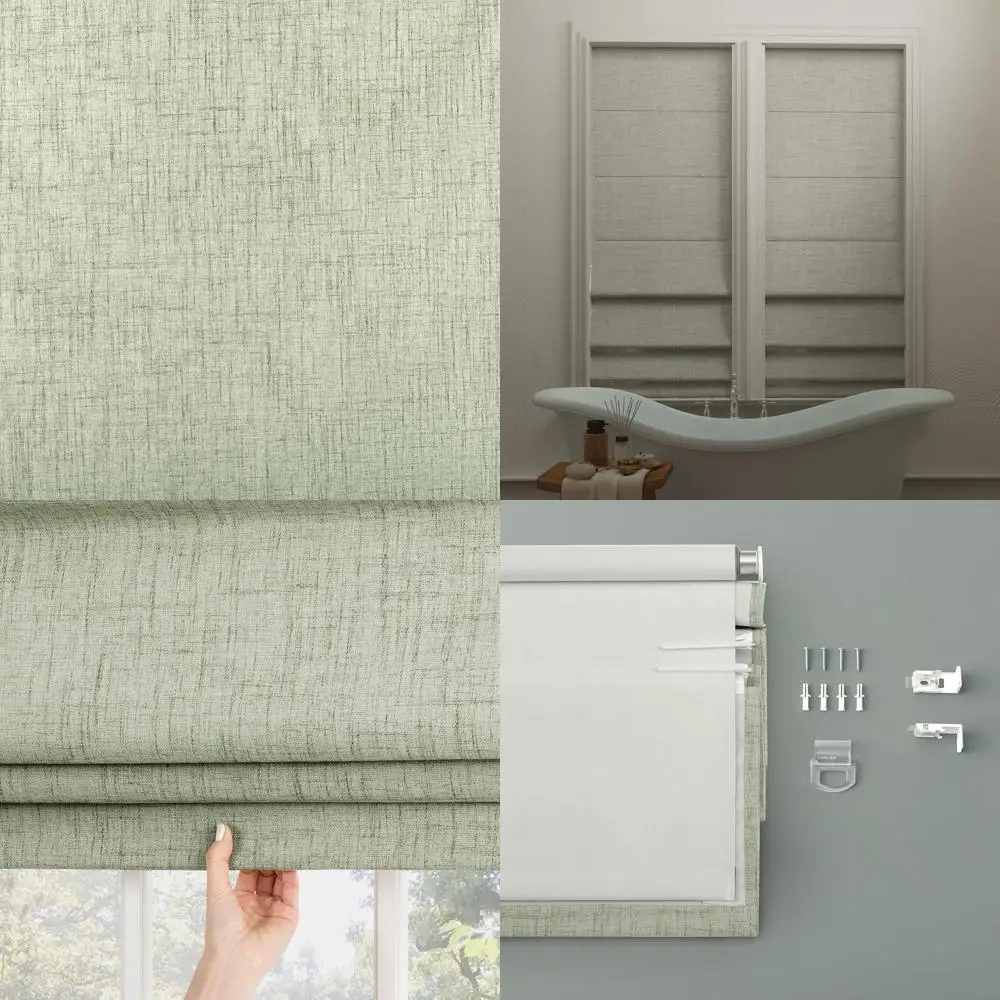 

Беспроводная римская штора с полным затемнением, цвет шалфейно-зеленый, 23x64, текстура «Серафина»