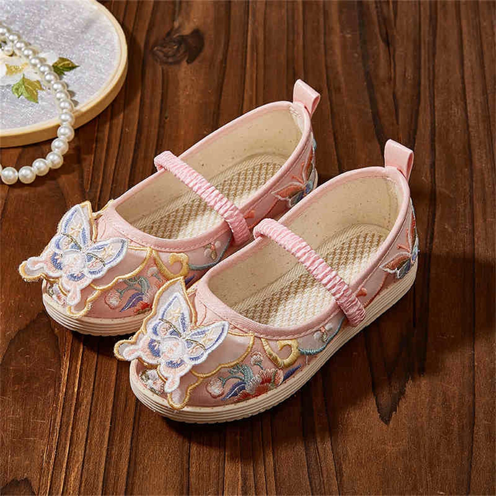 Kinderen Meisjes Leuke Geborduurde Ademende Mesh Schoenen Chinese Vintage Cartoon Hanfu Doek Flats Fee Oude Kostuum Zomer Sandalen
