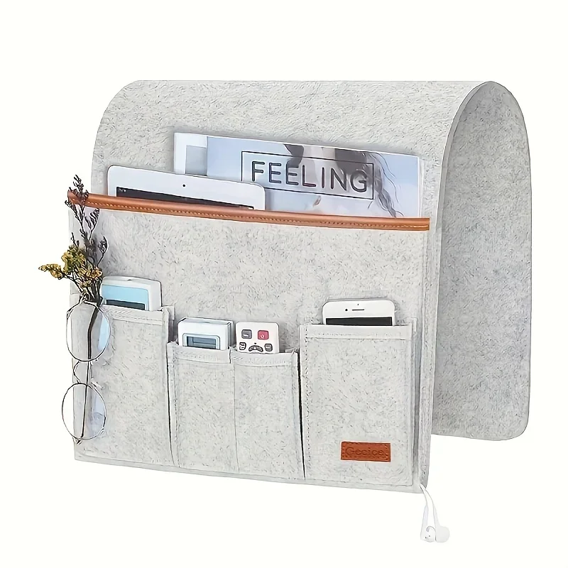

Sturdy Felt Hanging Organizer for Bedside & Dorm Rooms - Multi-Pocket Storage Pouch for Remote Control Books Essentials