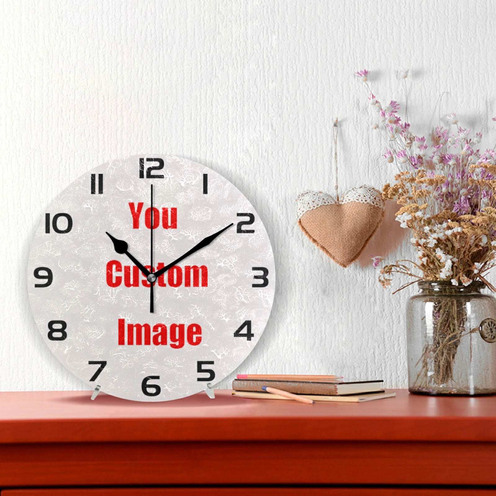 صورة DIY ساعة حائط كبيرة مخصصة صور ديكور غرفة المعيشة الأسرة ساعة مستديرة الذهب صور شخصية إطار ساعة كبيرة