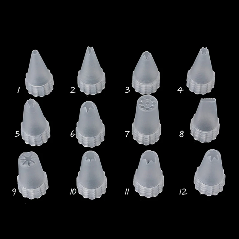 12Pcs/Set Simple Style Plastic Icing Piping Cream Confectionery Nozzle Tips Cake Decor Tools
