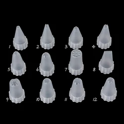 12Pcs/Set Simple Style Plastic Icing Piping Cream Confectionery Nozzle Tips Cake Decor Tools