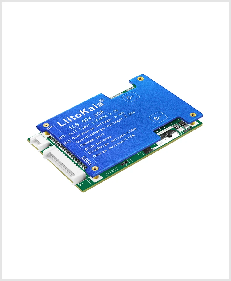 LIitoKala 16S-60V30A-BMS Lithium polymer battery BMS 3.7V Same port PCM 60V 20Ah li-ion battery pack Balance protection board